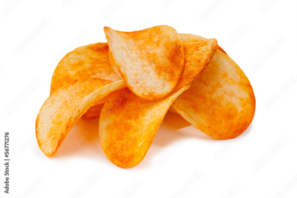 Tasty chips isolated on white background