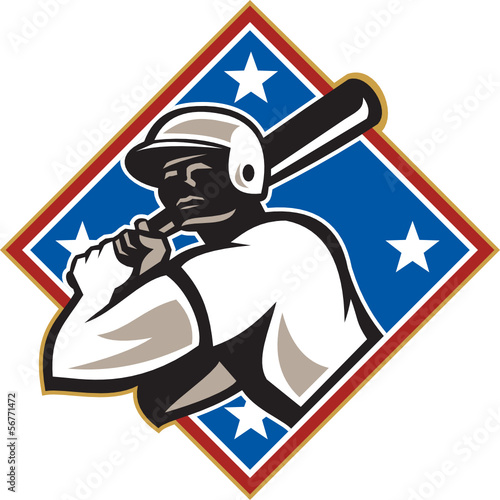 Baseball Hitter Bat Diamond Retro