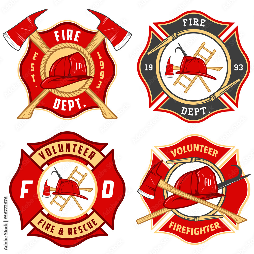 Fototapeta premium Set of fire department emblems and badges