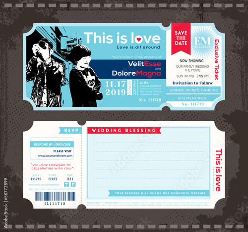 Ticket Wedding Invitation Design Template