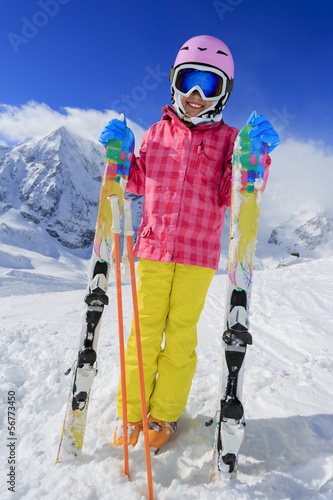 Ski, ski resort, winter sports - child on ski vacation