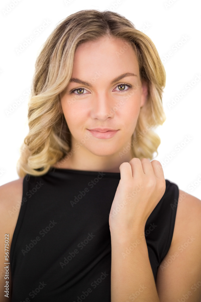 Peaceful gorgeous blonde in black dress posing Peaceful gorgeous blonde in black dress posing