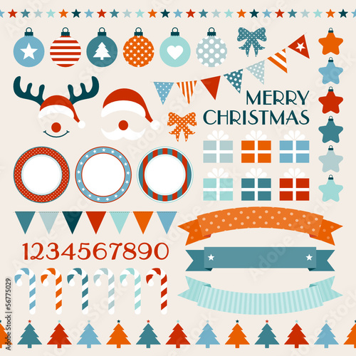 Retro Christmas Set Red/Orange/Blue