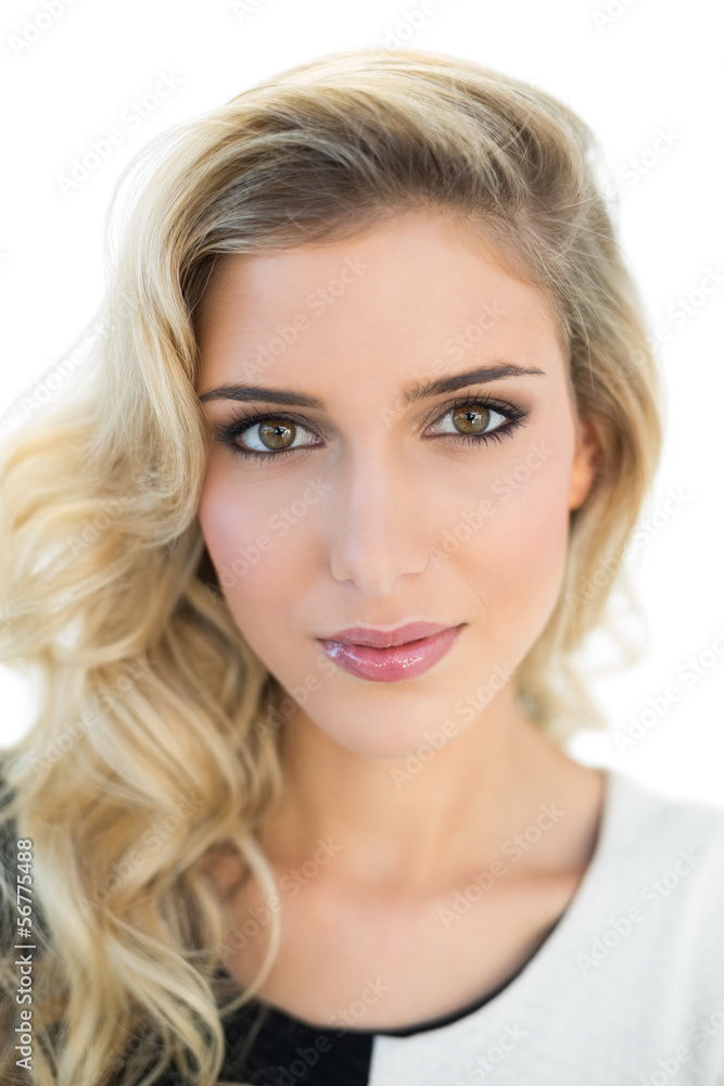 Content beautiful blonde model looking at camera Content beautiful blonde model looking at camera