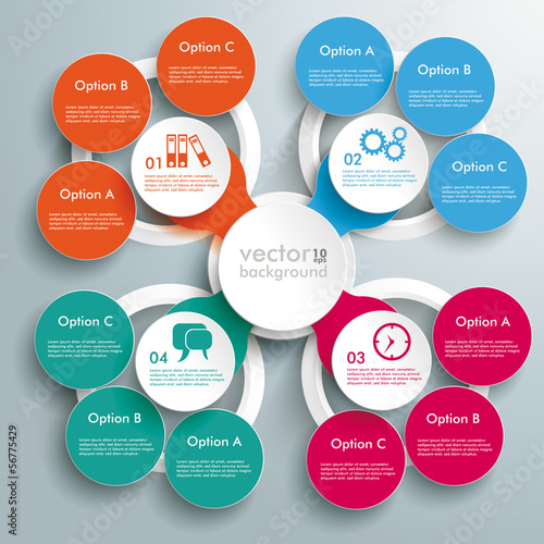 Colored Circle Cross Infographic Flower