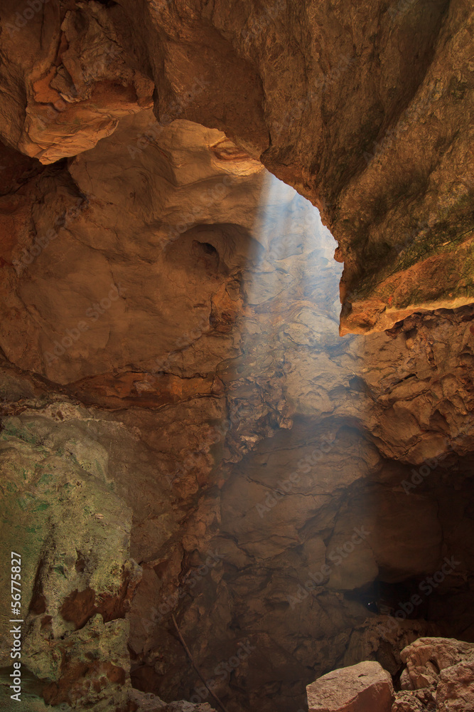 Sunbeam in the cave, Petchburi province of Thailand Sunbeam in the cave, Petchburi province of Thailand