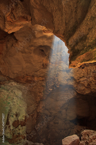 Sunbeam in the cave, Petchburi province of Thailand