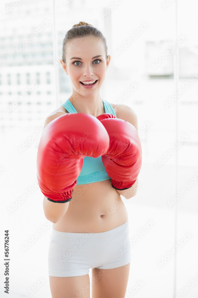 Sporty happy woman boxing Sporty happy woman boxing