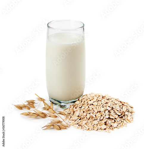 Milk and cereal isolated on whate background