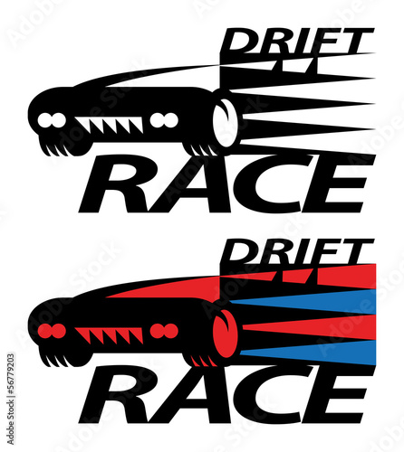 Drift race sign or symbol, vector illustration