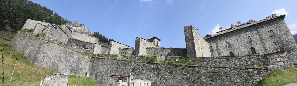 Panoramic view of Fenestrelle Fort, Fenestrelle, Turin, Italy