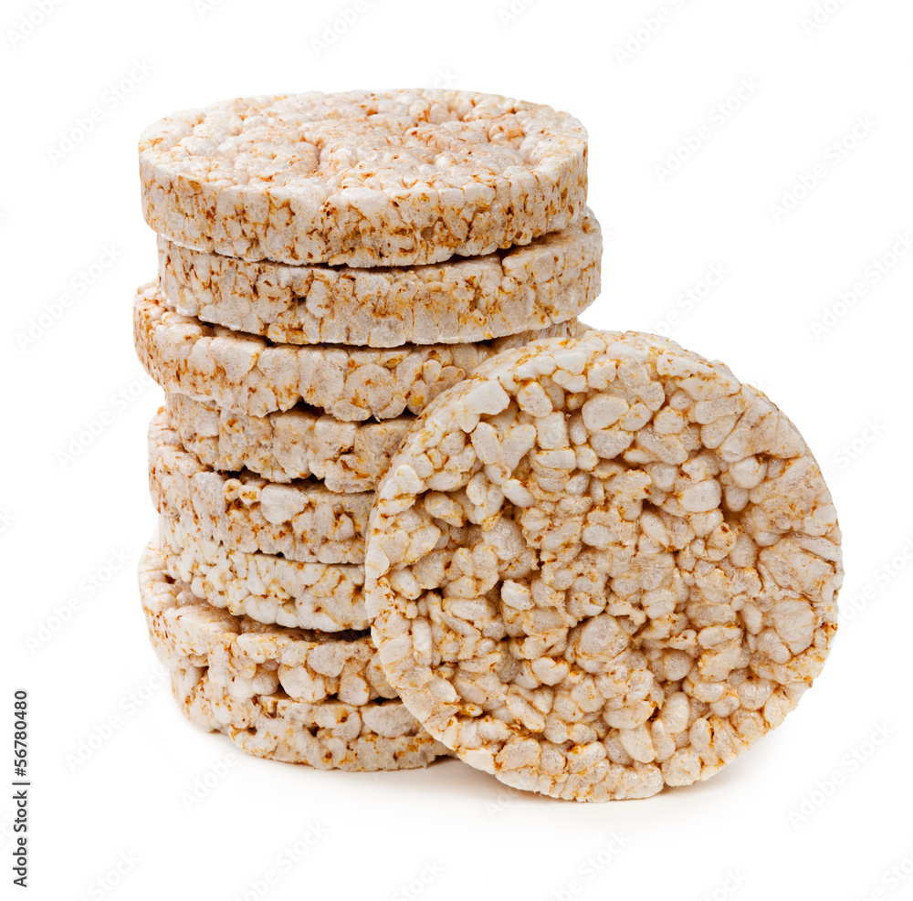 Rice waffles isolated on white background Rice waffles isolated on white background