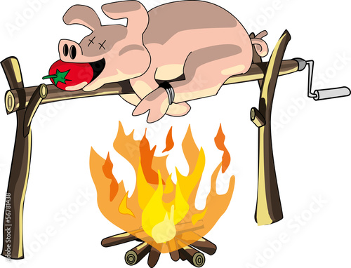 Spanferkel über Feuer