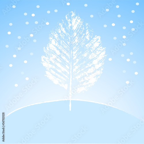 Lonely white winter tree in...