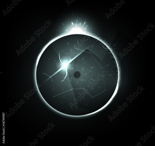 cosmic background of the eclipse  with flashes of energy