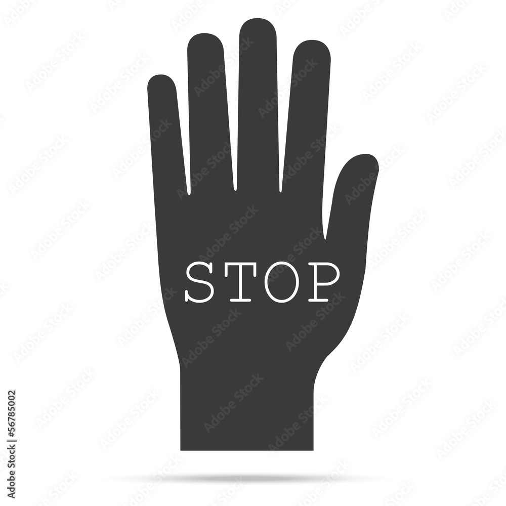 Obraz premium popular raise black color right hand up with word stop isolated