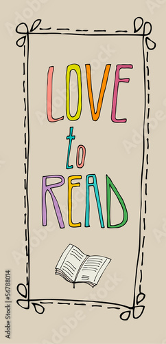 background with retro colored letters Love to Read