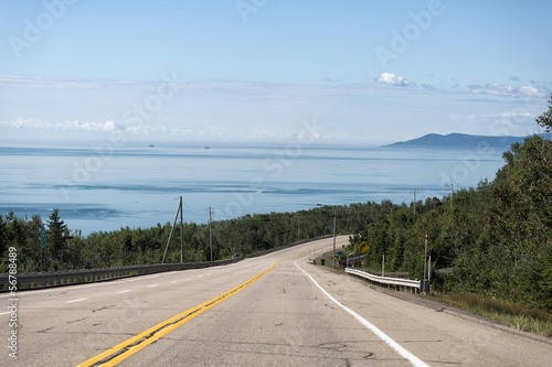 A road in Saguenay fjord near tadoussac photo