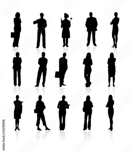Set of siluetes people. Vector photo