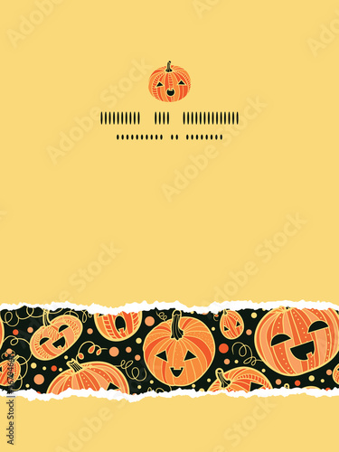 vector Halloween pumpkins vertical torn frame seamless pattern