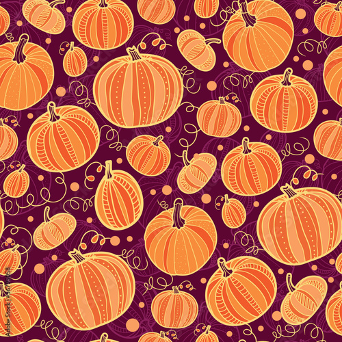 vector Thanksgiving pumpkins seamless pattern background with