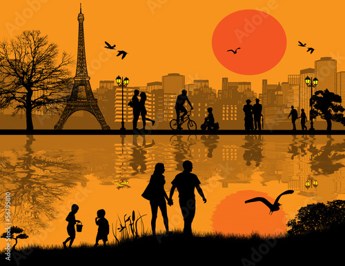 Paris cityscape background