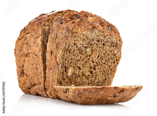 whole wheat bread, isolated on white background