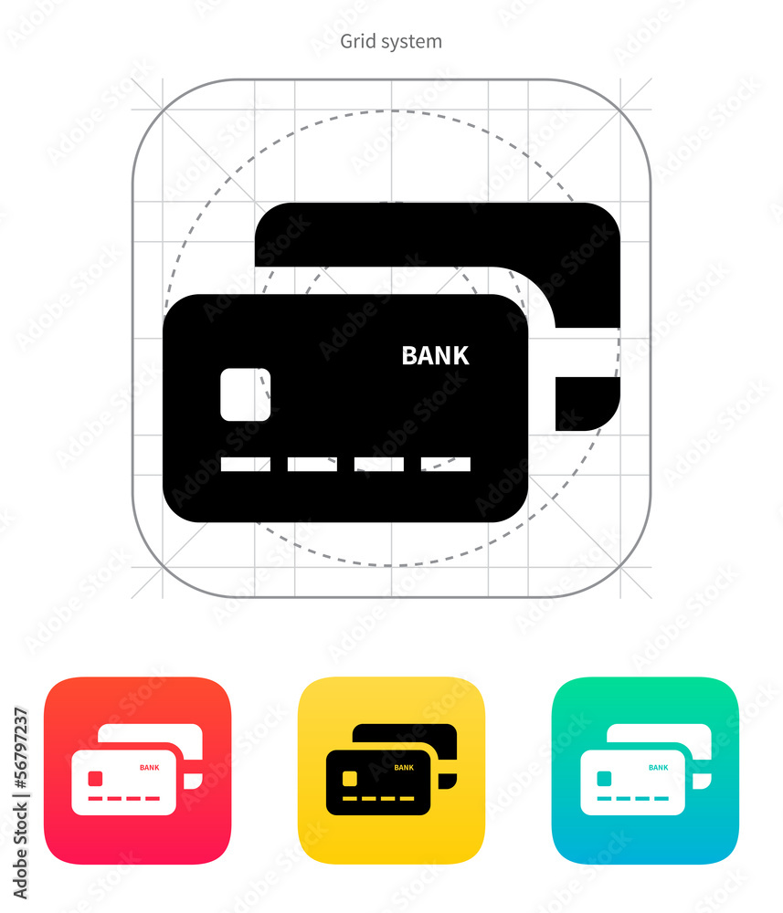 Bank credit cards icon. Bank credit cards icon.