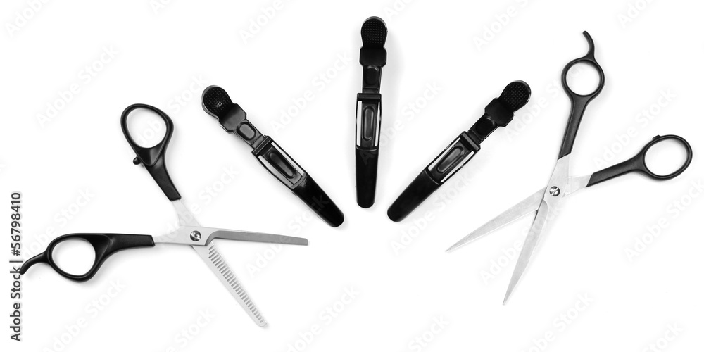 Professional hairdresser tools isolated on white Professional hairdresser tools isolated on white