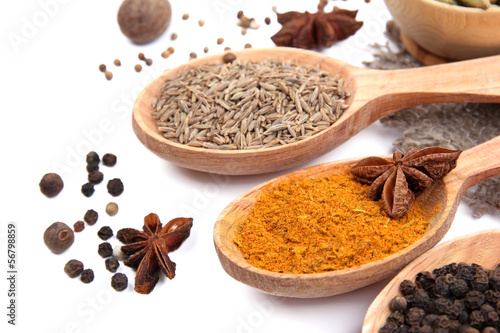 Various spices and herbs close up