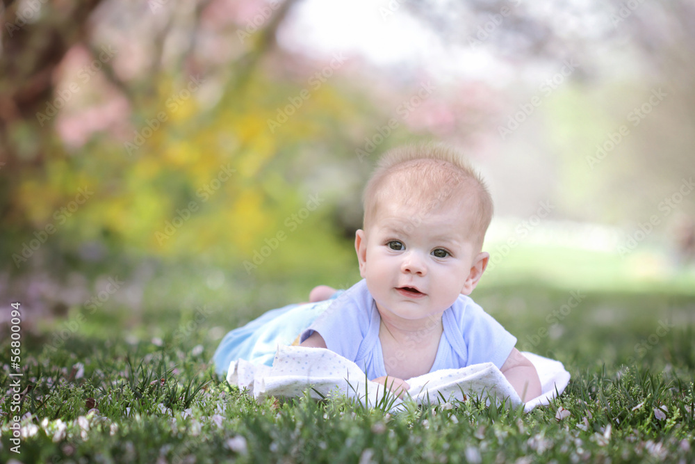 Happy Smiling Baby in Grass