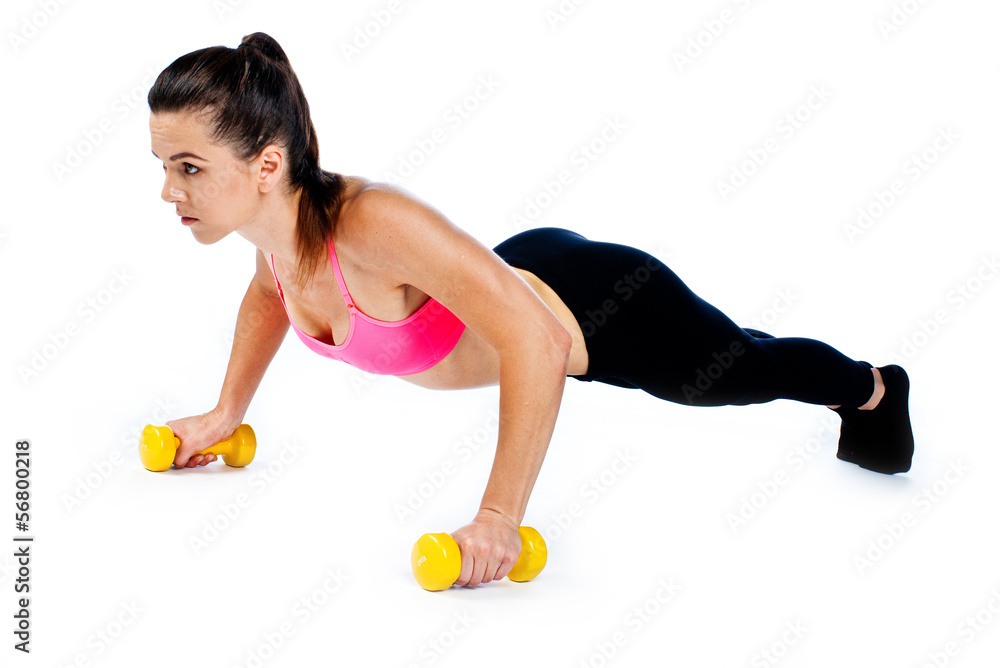 attractive woman working on push ups isolated attractive woman working on push ups isolated
