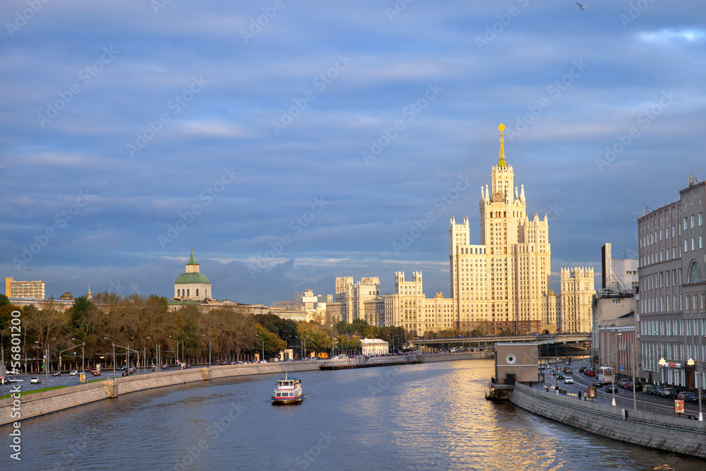 The view from Big Moskvoretsky bridge on moscow river