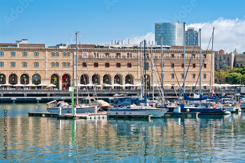 Yachts in the Barcelona harbor © golovianko