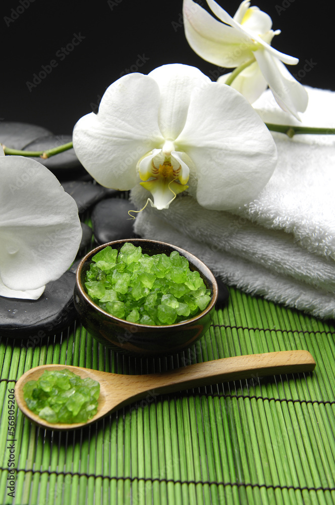 Spa and wellness on green mat Spa and wellness on green mat
