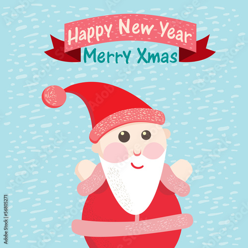 Funny Christmas postcard with Santa Claus. Vector illustration