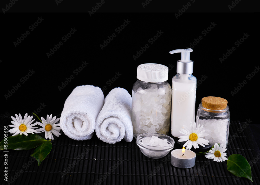 Spa sitting with candle ,cherry ,towel ,pebbles Spa sitting with candle ,cherry ,towel ,pebbles