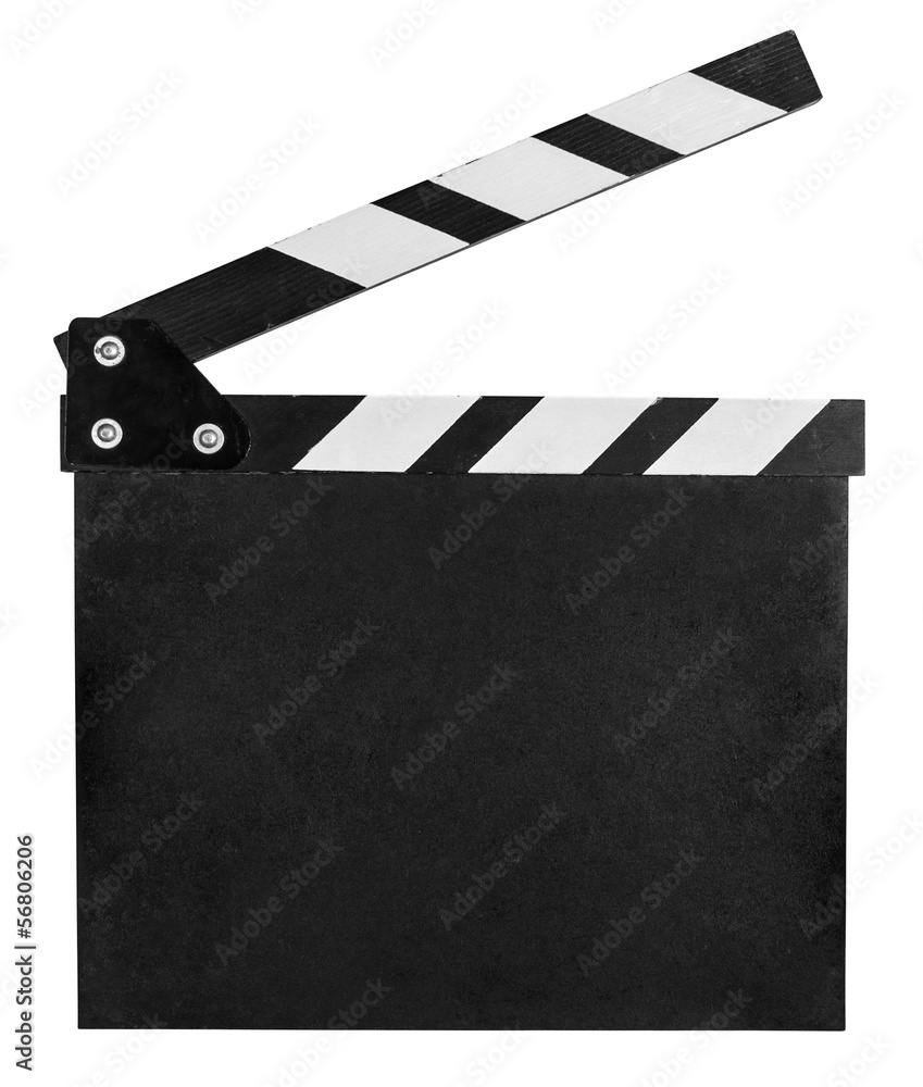 clear clap board isolated on white with clipping path included