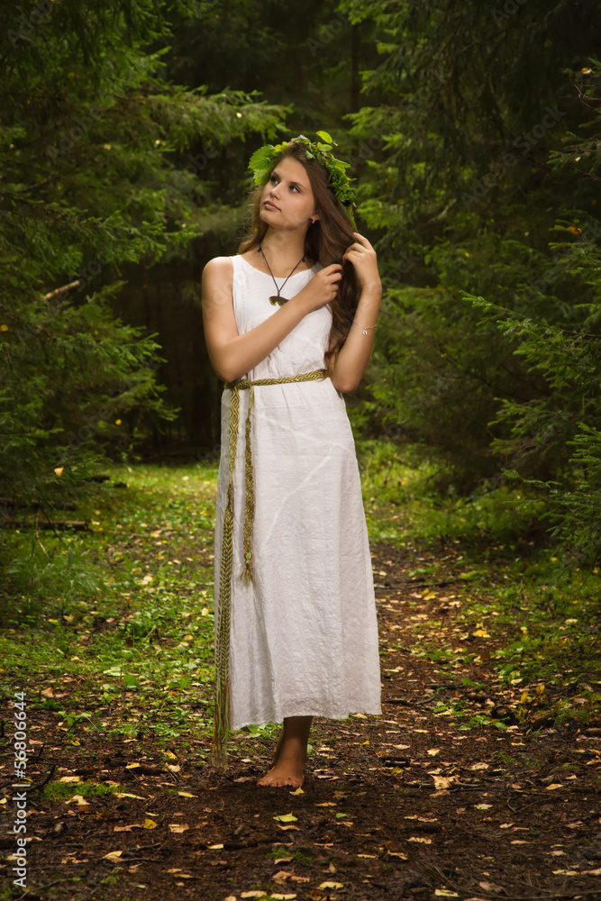 Slavonian girl in the deep forest Slavonian girl in the deep forest