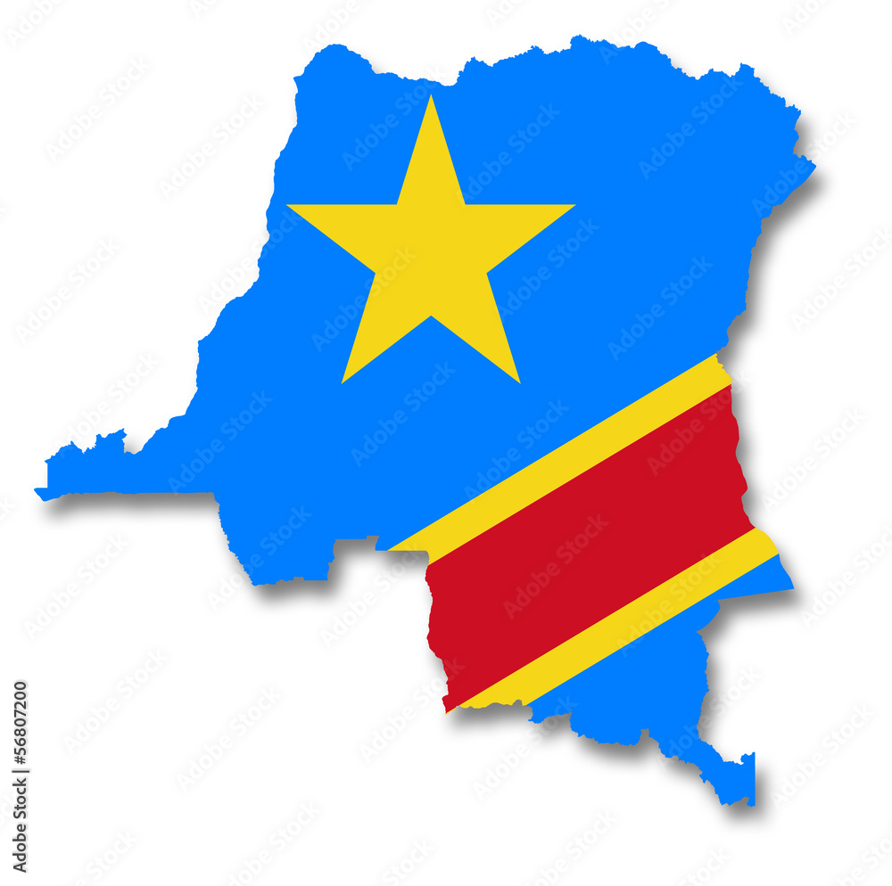 Carte / drapeau de la République Démocratique du Congo