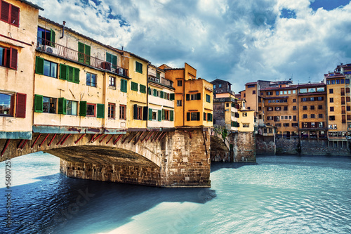 Florence, bridge and Arno river photo