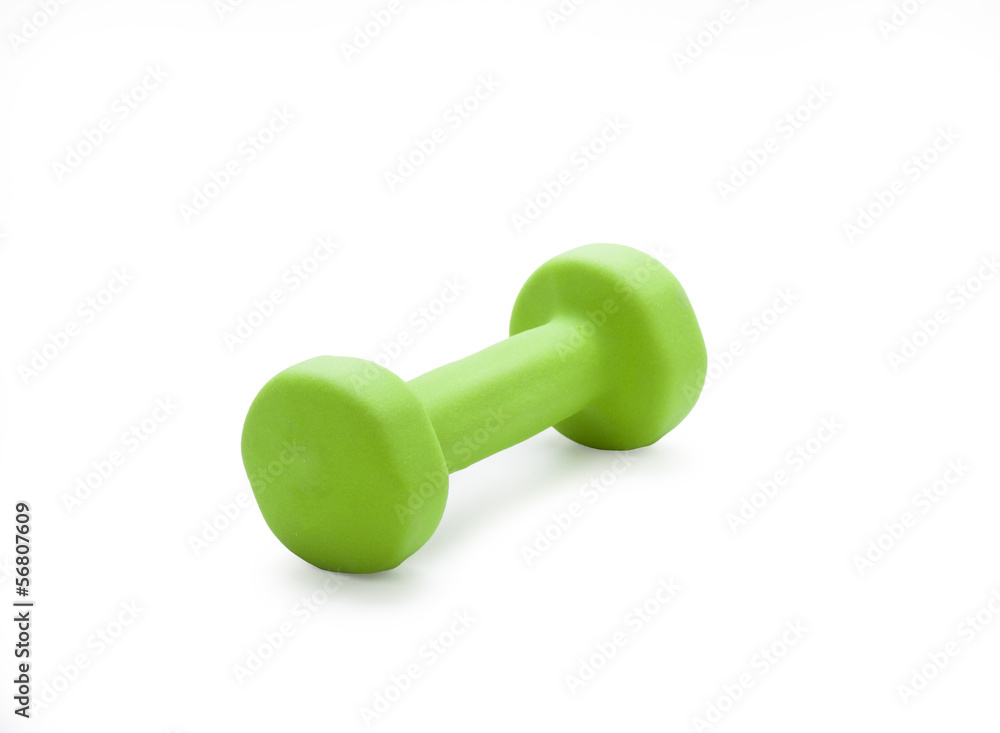 small green dumbbell, isolated small green dumbbell, isolated