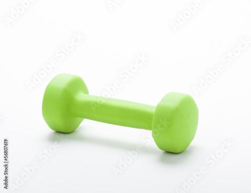 small green dumbbell, isolated