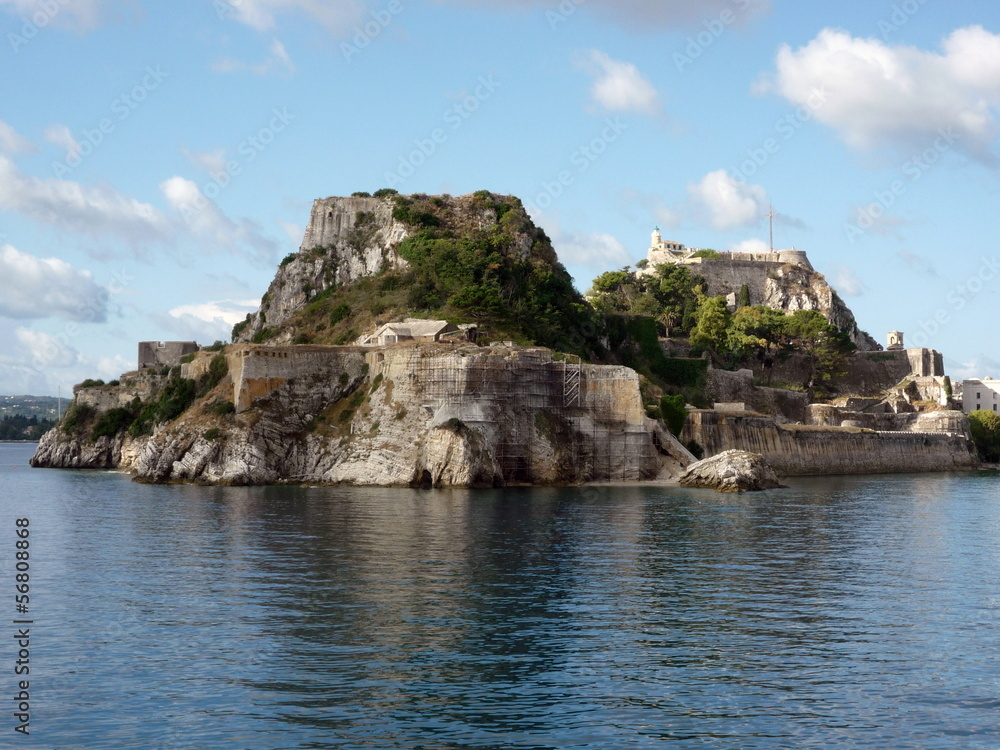 corfu castle the old fortress with blue sky and sea