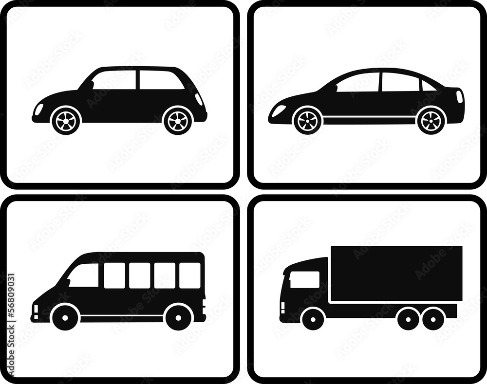 Fototapeta premium isolated black cars on buttons