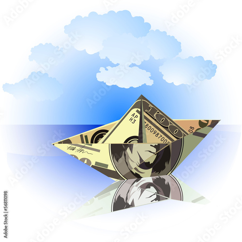 Dollar ship. Vector.