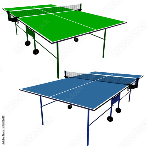 Ping pong blue and green table tennis. Vector illustration.