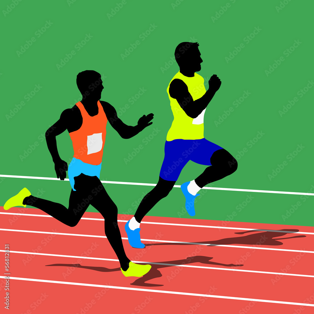 Obraz premium Running silhouettes. Vector illustration.
