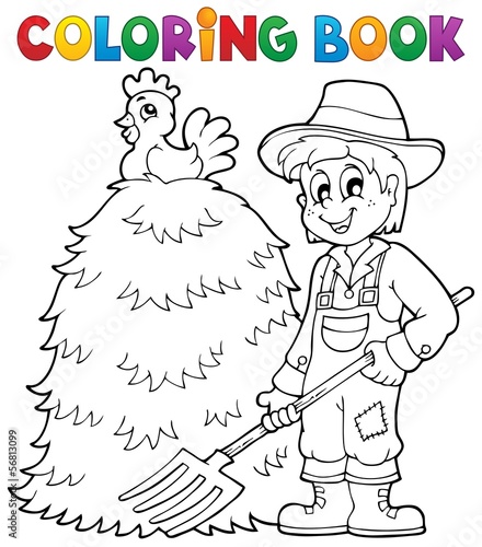 Coloring book farmer theme 1