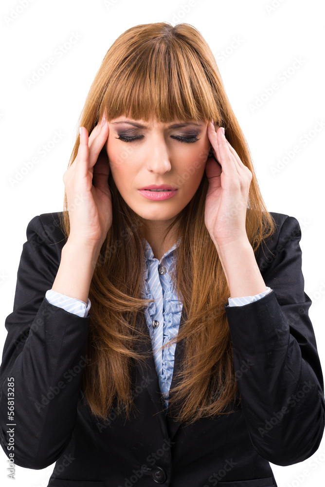 stressed and depressed young atractive businesswoman